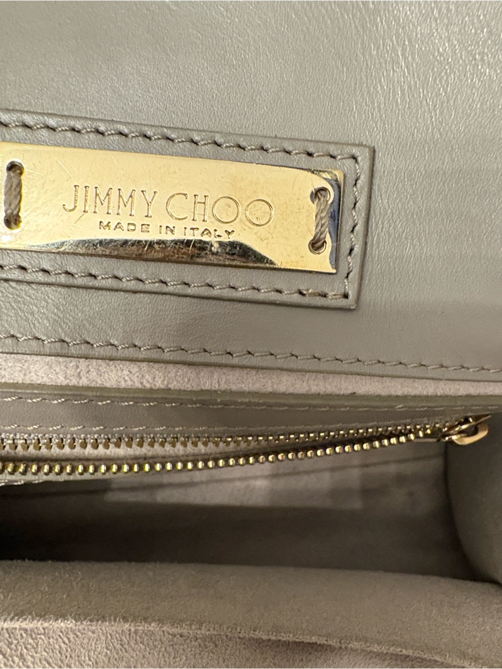 🌟 Authentic Jimmy Choo Riley S Small Calf Leather Crossbody Handbag Taupe Gray - Picture 9 of 14